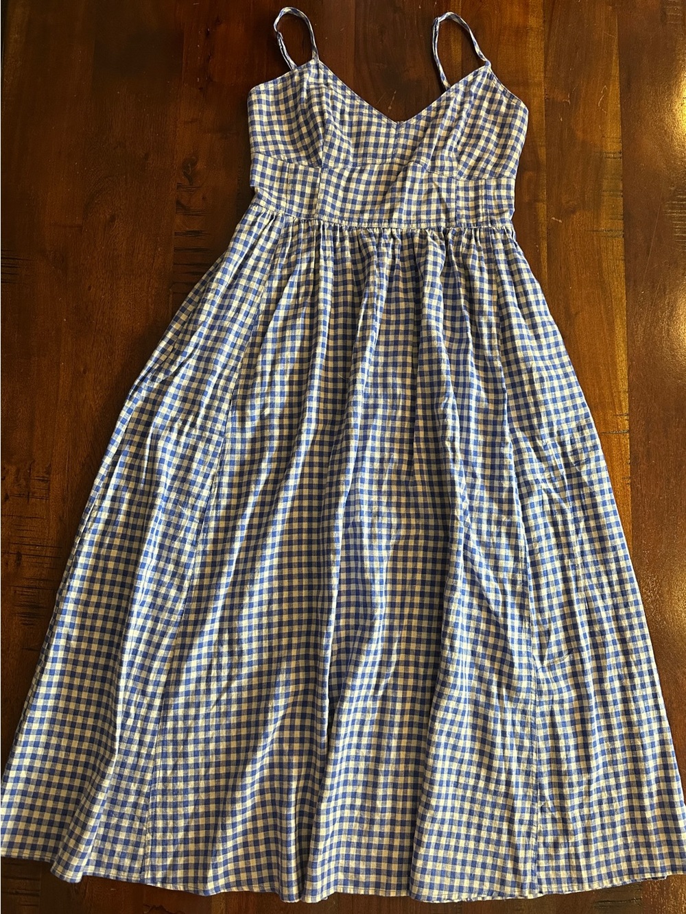 Blue Gingham Corset Maxi Dress
